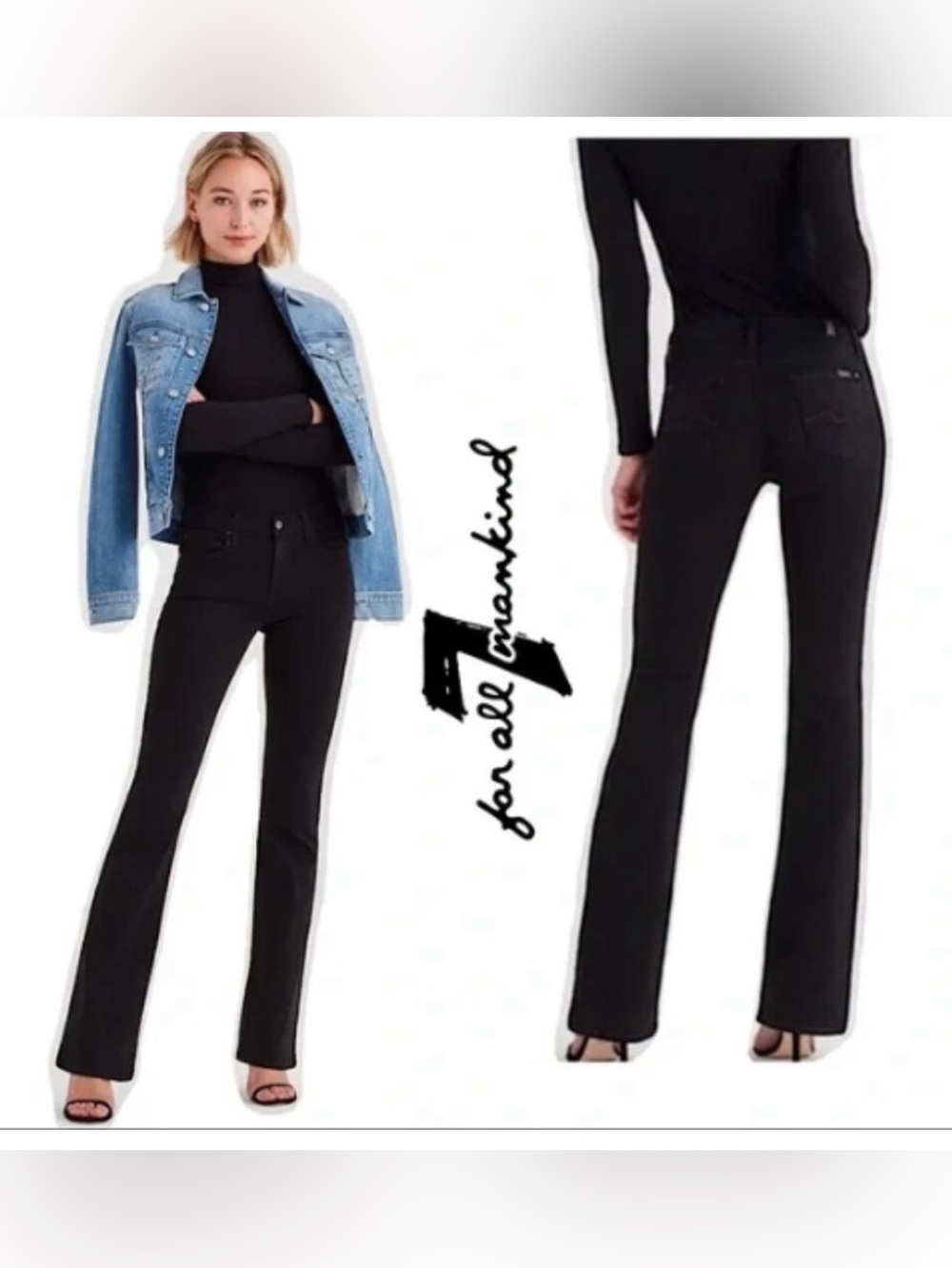 7 FOR ALL MANKIND High Waist Bootcut Jeans Black Size 27